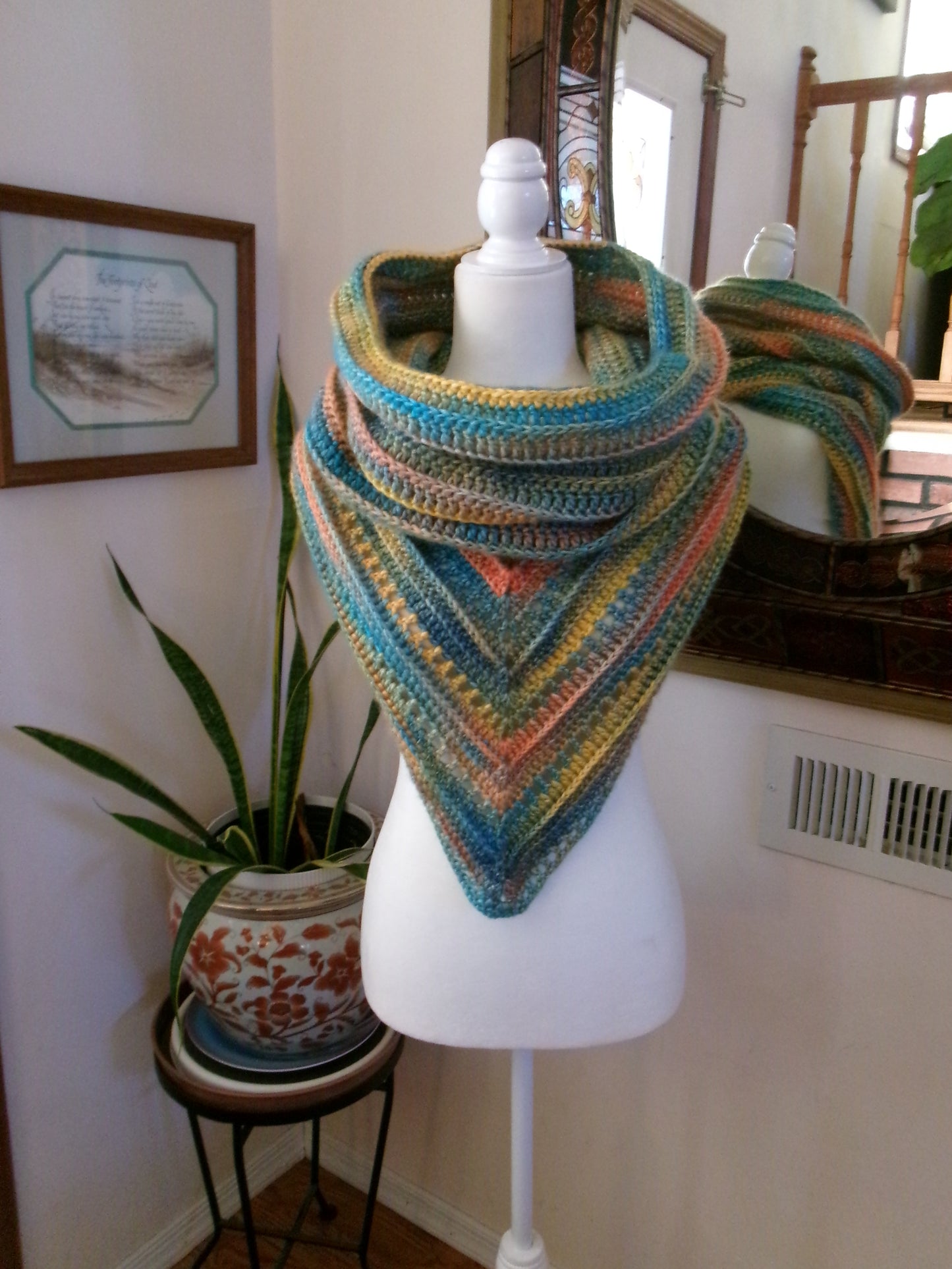 Wild Oleander Hooded Scarf in Caron Blossom Cakes