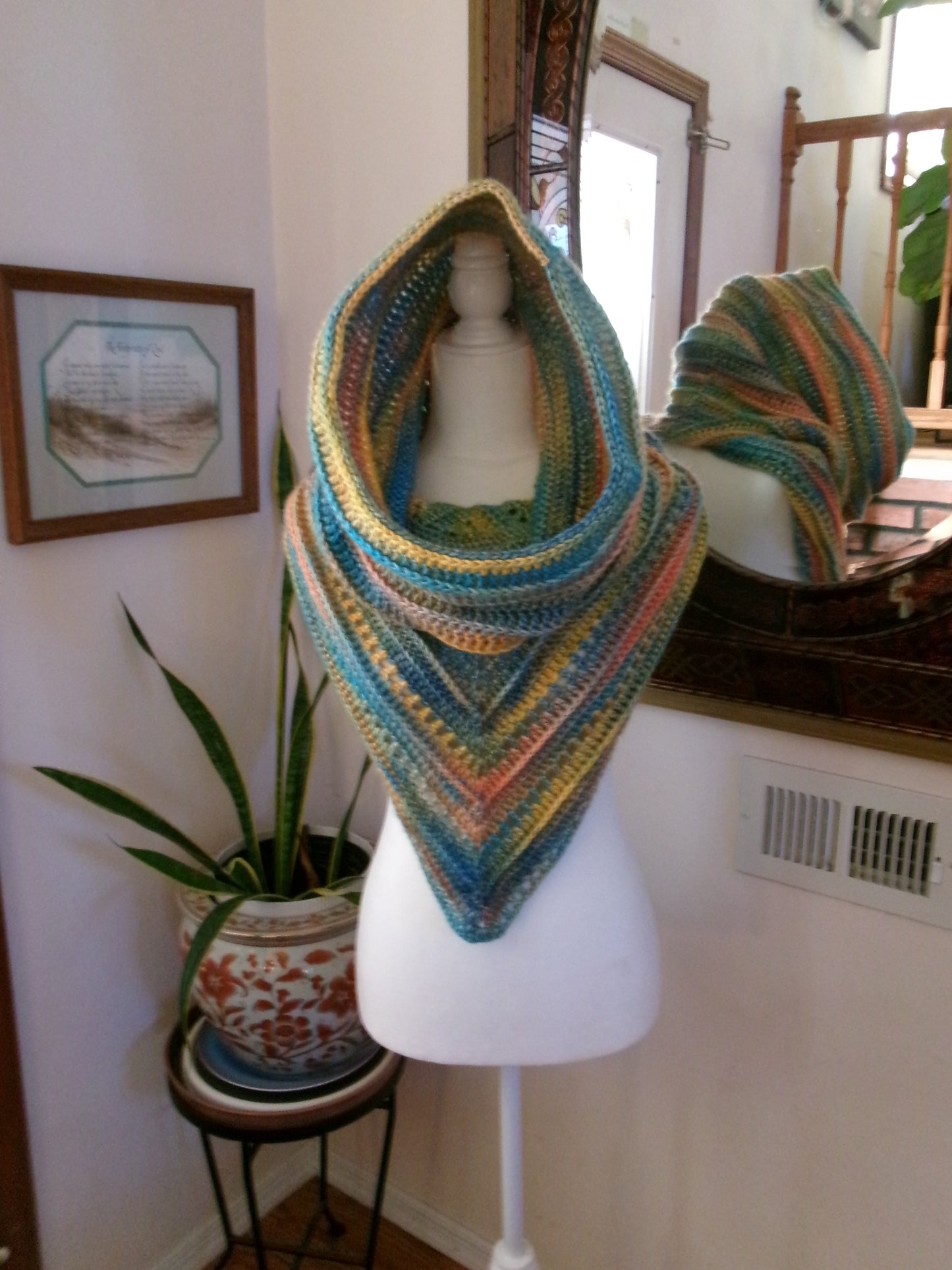 Wild Oleander Hooded Scarf in Caron Blossom Cakes